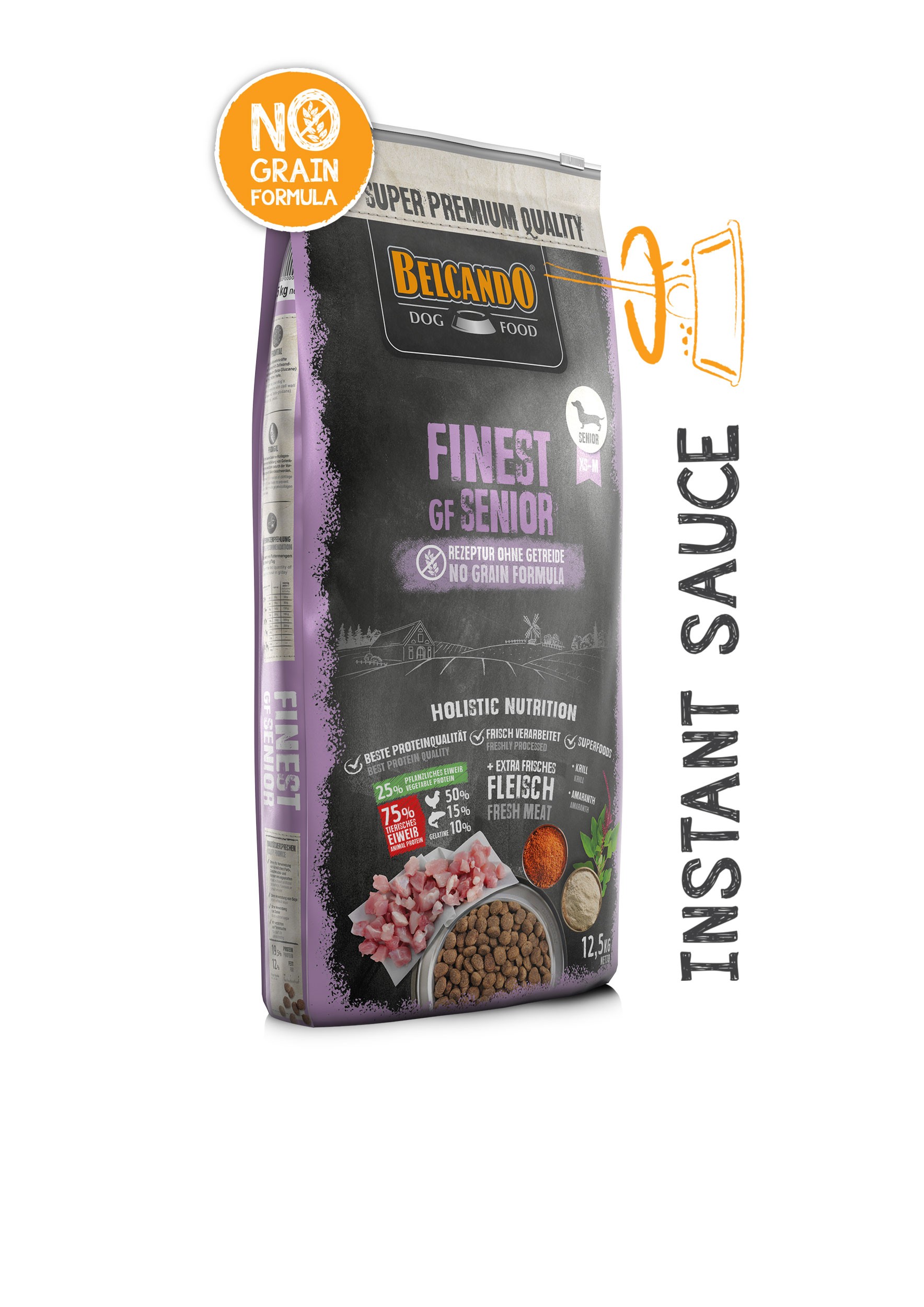 BELCANDO SENIOR FINEST GRAIN FREE POULTRY για ηλικιωμένους ή και ενήλικους υπέρβαρους σκύλους μικρών και μεσαίων φυλών, με φρέσκο κρέας πουλερικών 12,5kg